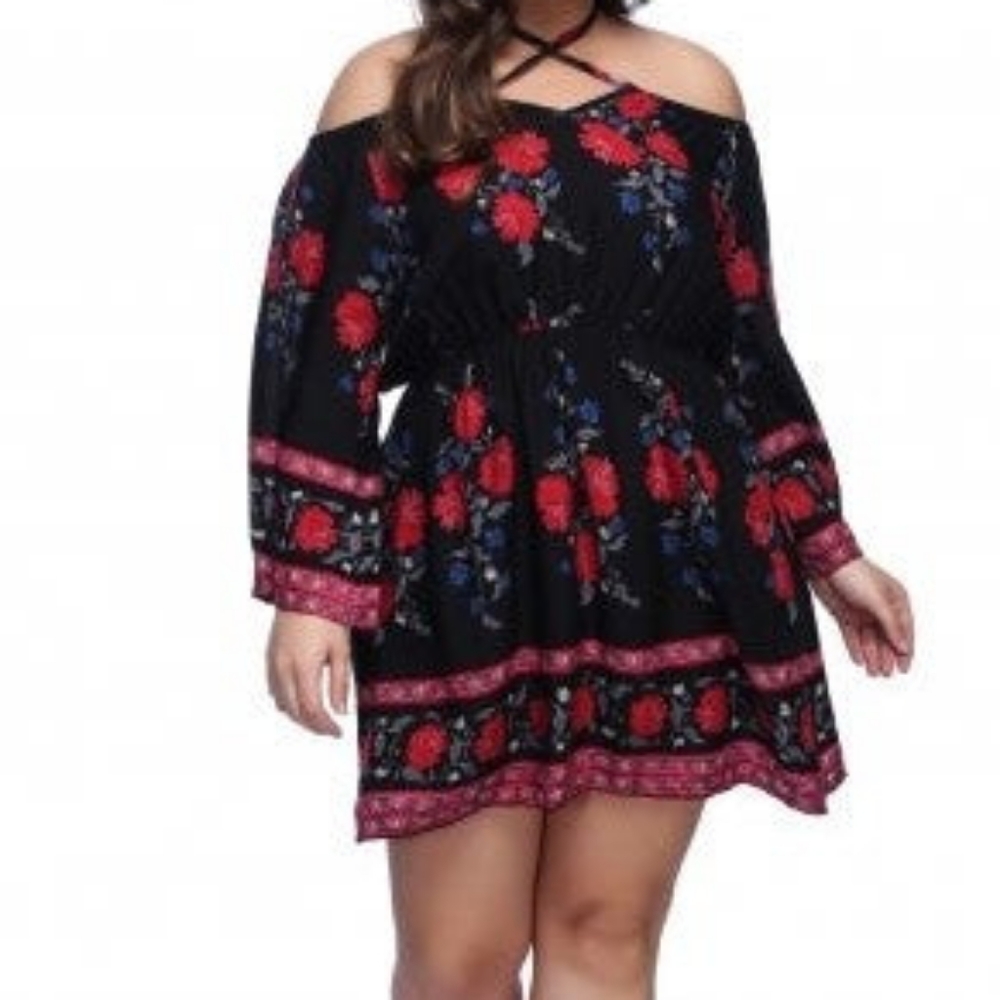 Plus Size Rose pattern dress